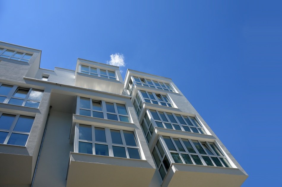 architecture of the building with a mirrored facade in Kempten