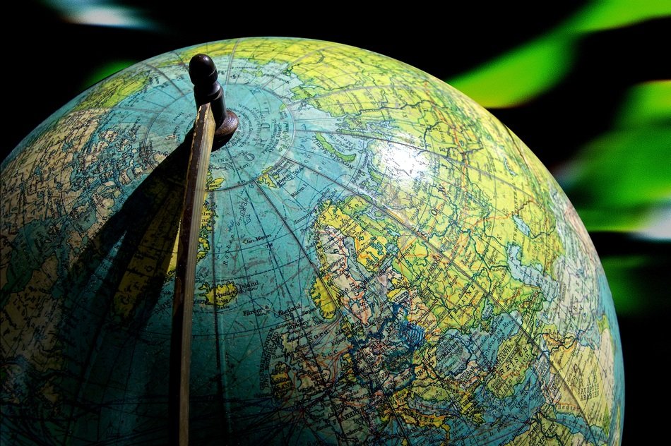 on top of the globe is the North Pole