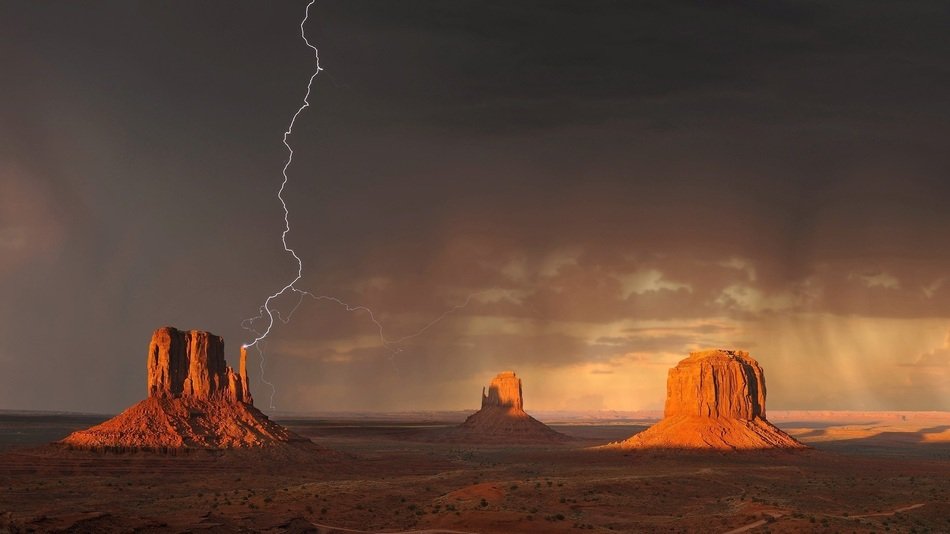 Lightning over Monument Valley