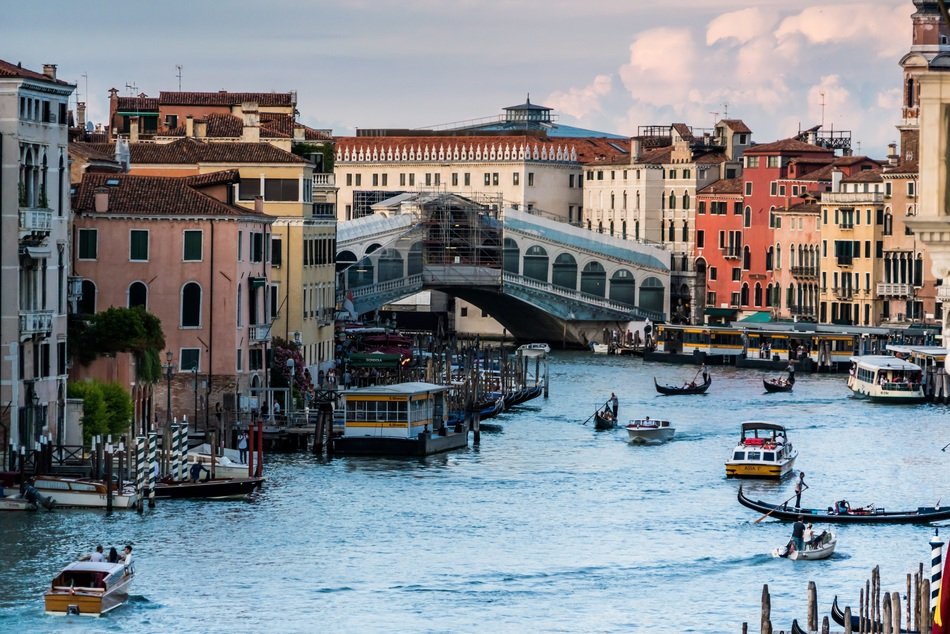 Rialto Bridge on the Grand Canal in Venice