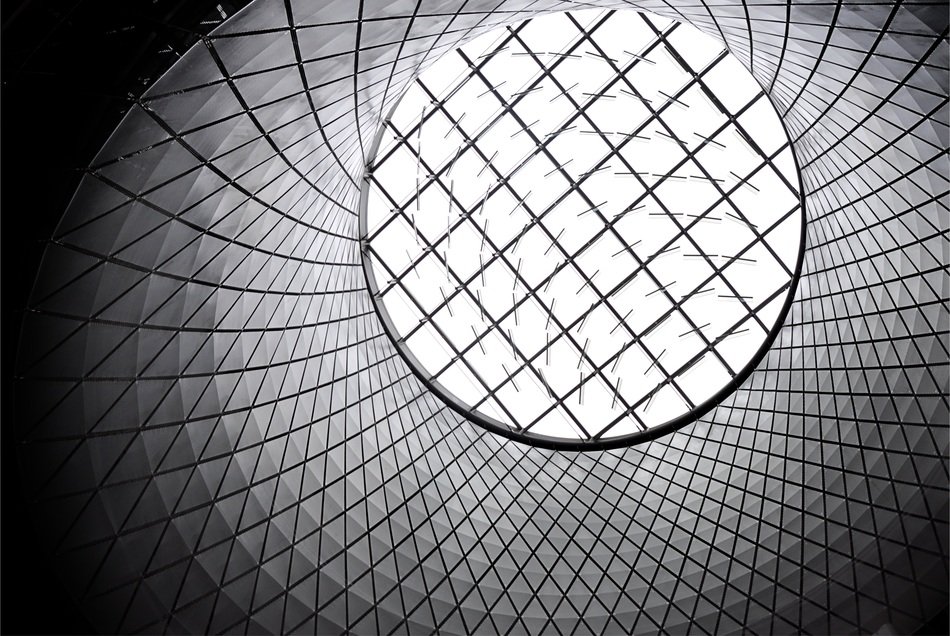 grid in modern architecture on Fulton Street in New York