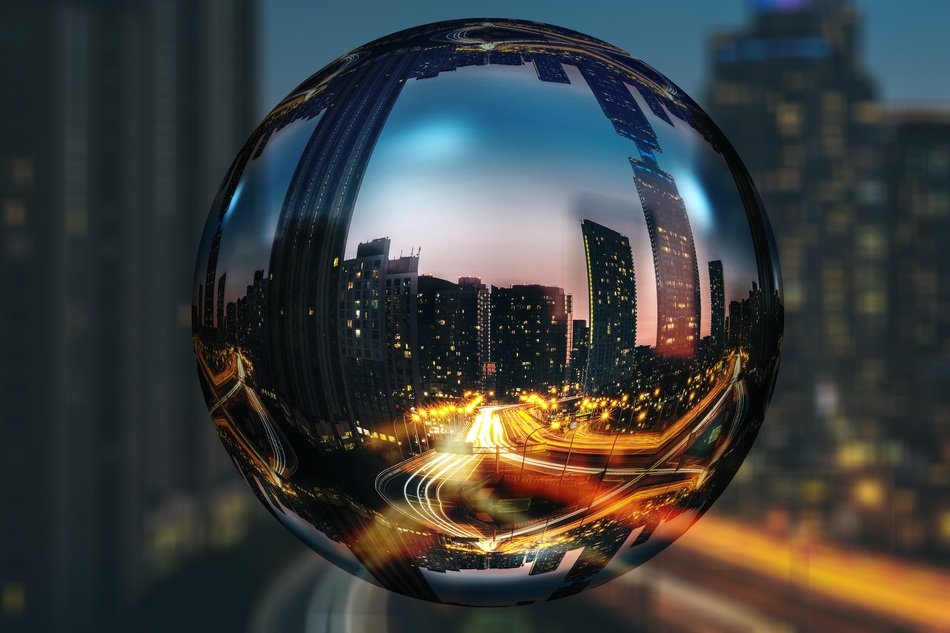 night city in a drop of water photo