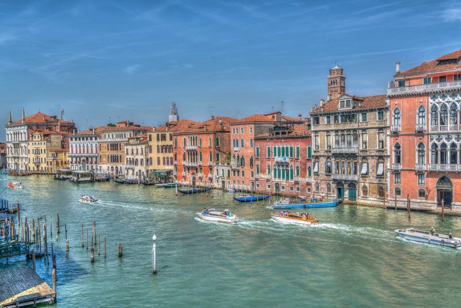 Grand Canal near houses in Venice