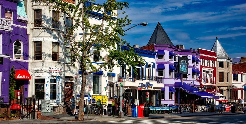 colorful architecture of buildings in Adams Morgan, Washington