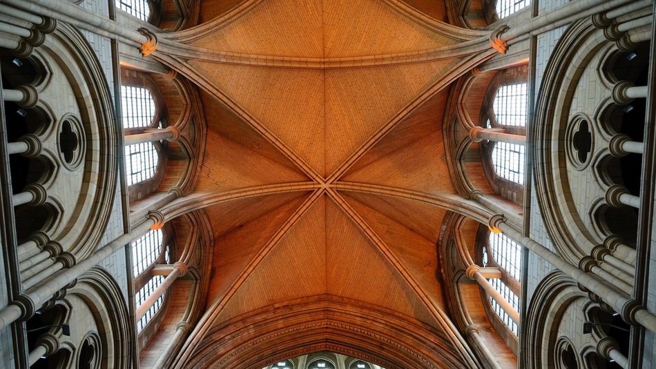 the ceiling of the church