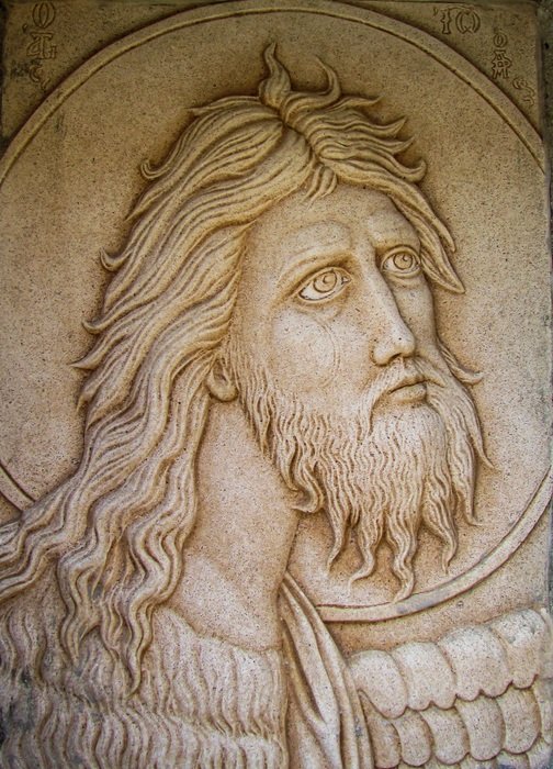 engraving of the saint in the old church