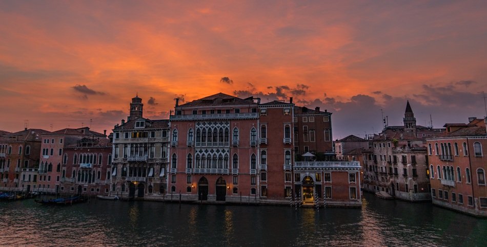 house on a background of a sunset in Venice