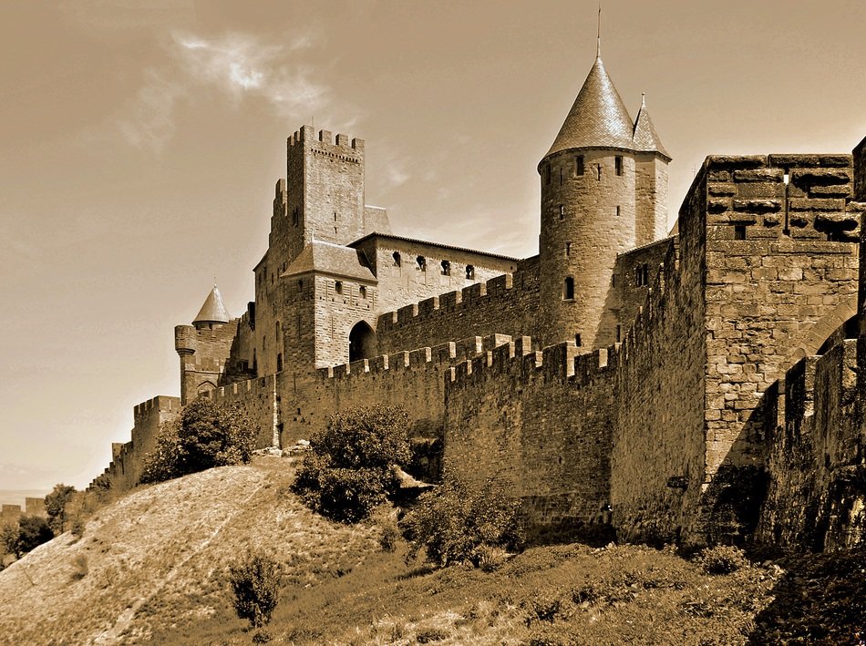 the middle ages City Walls in Carcassonne