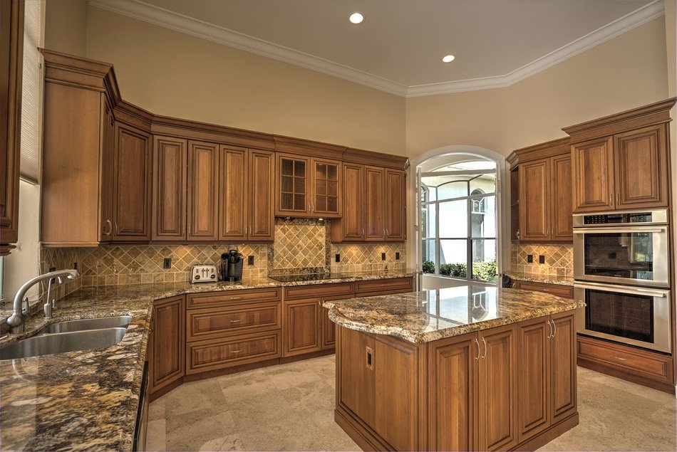 large wooden kitchen in a luxury home in Florida