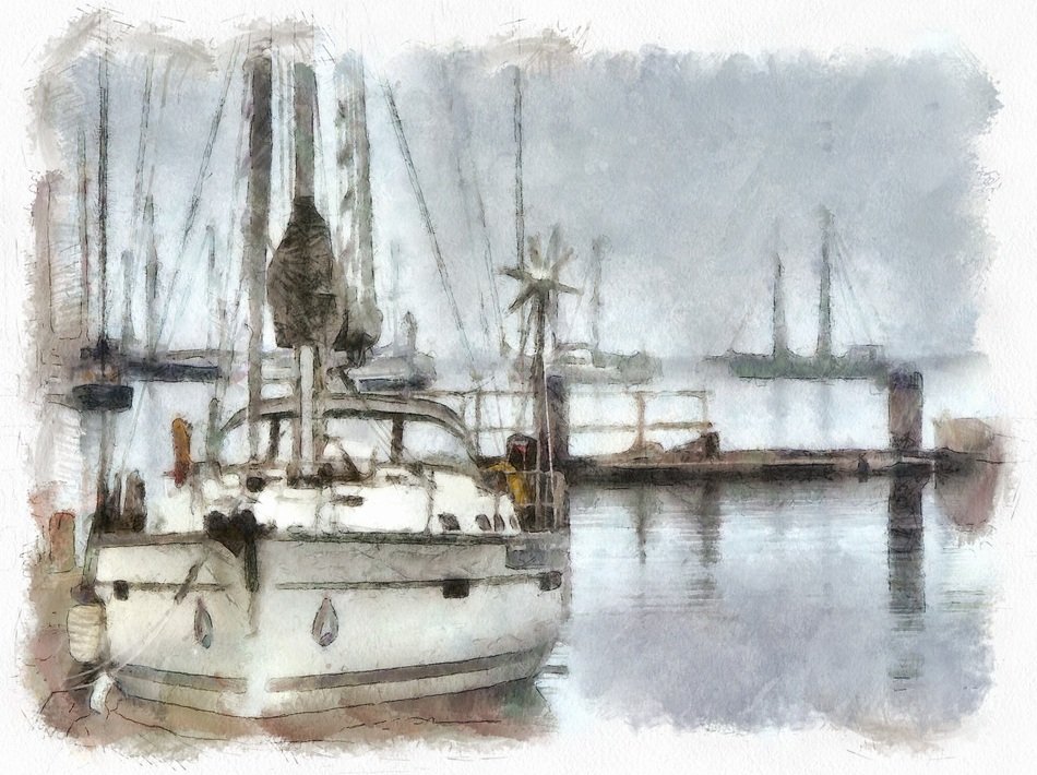 painted boat in the harbor in Brixham as an illustration