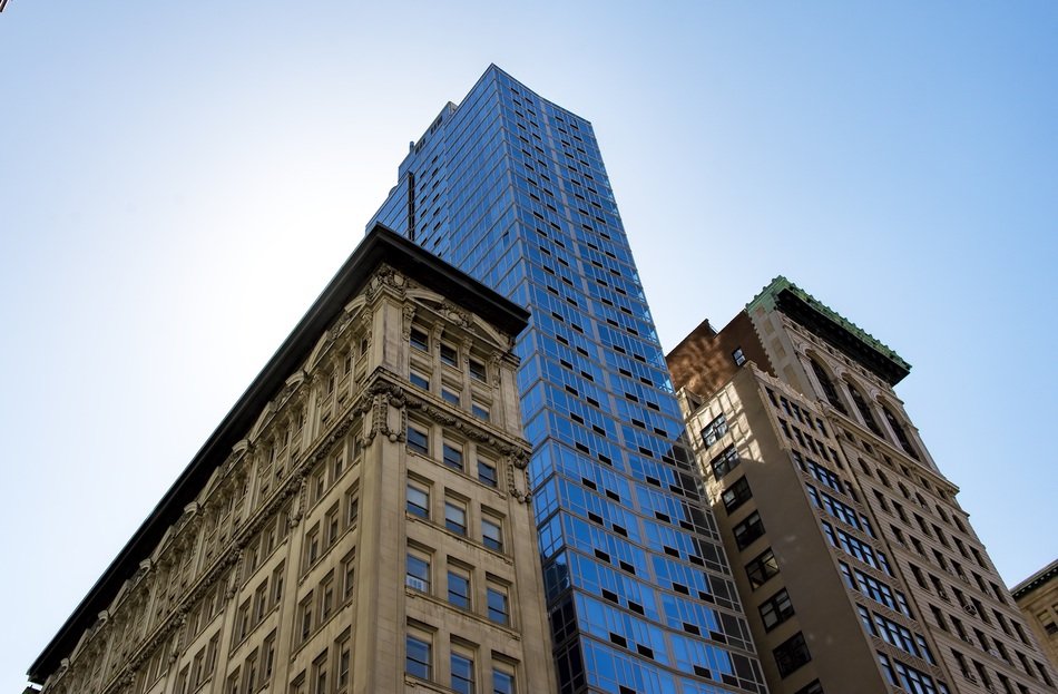 skyscraper with the windows in NYC, USA