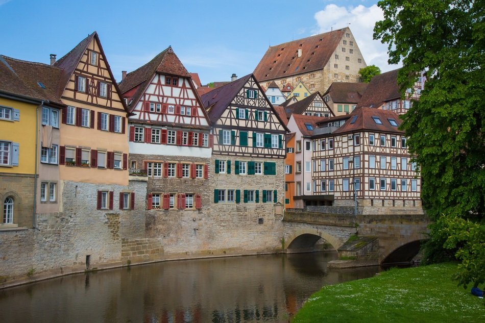 medieval colorful houses in Schwabisch Hall
