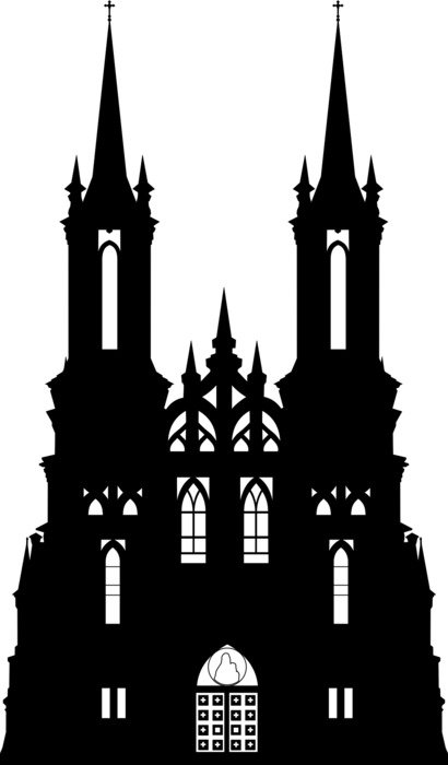 Silhouette of Catholic architecture in Russia clipart