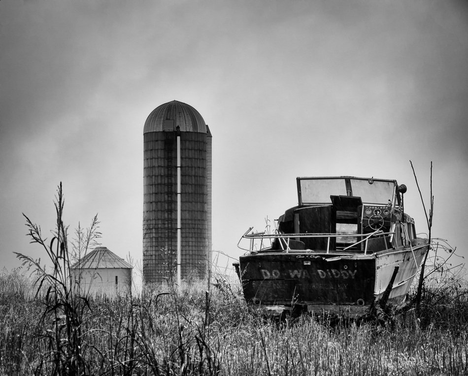 gloomy landscape in monochrome image