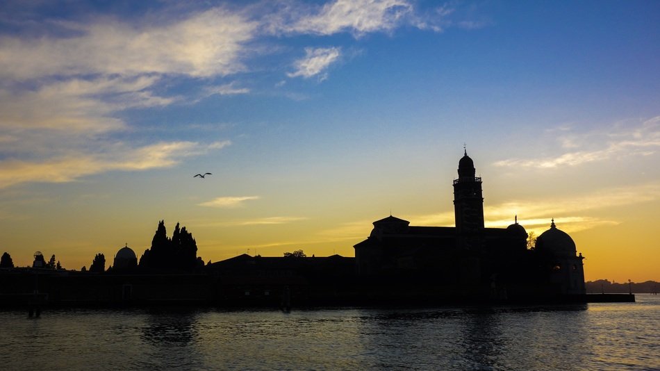 landscape of sunset over venice