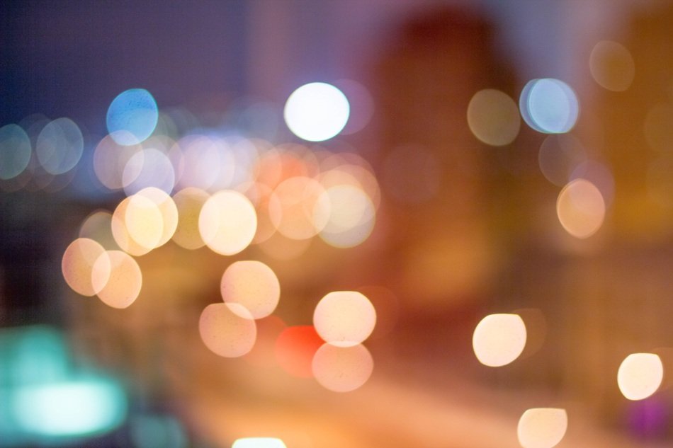 blurred cityscape in the rain