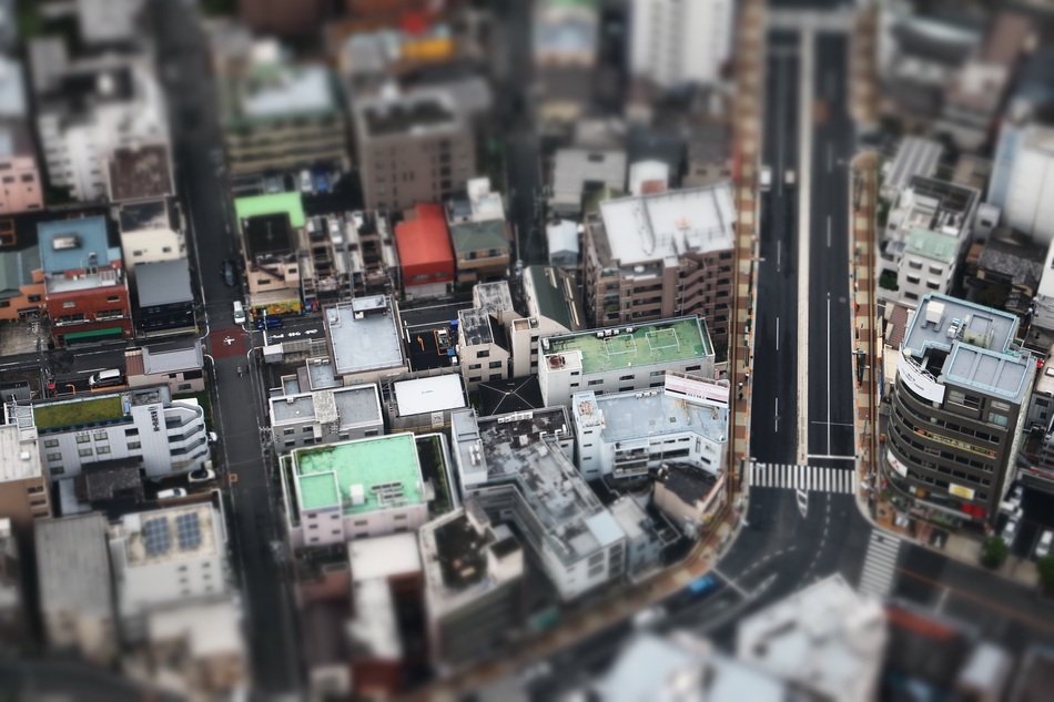 top view of the city crossroad