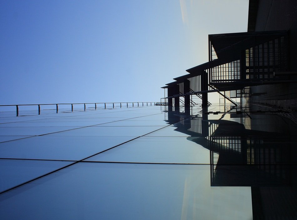 stairs on the glass building