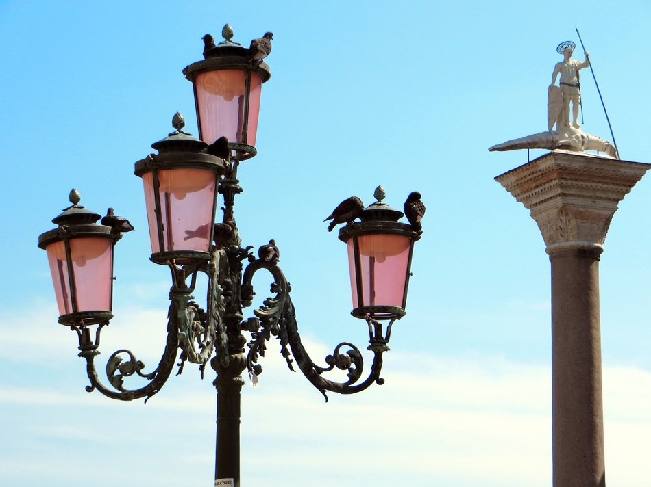 street lantern and Column at sky, Italy, Venice