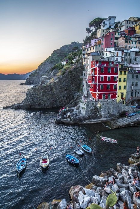 Colorful Colored houses in Italy near the water
