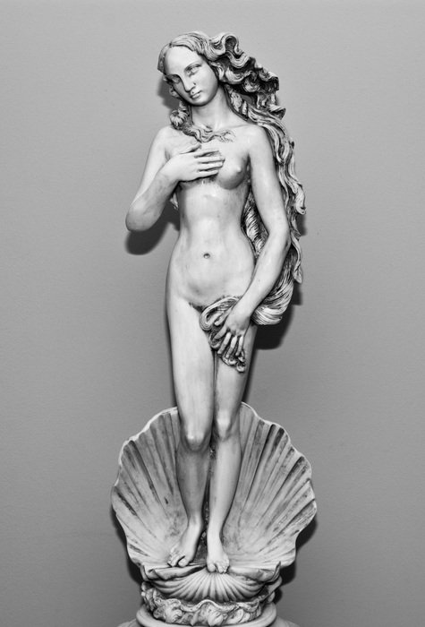 statue of Mature girl in the sea shell