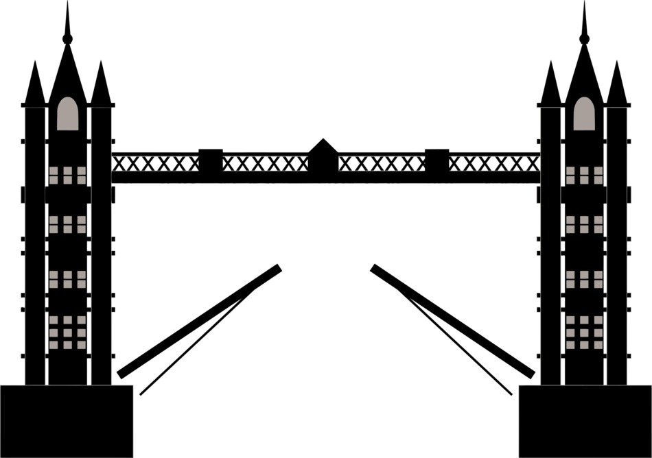 drawing of a drawbridge on a white background
