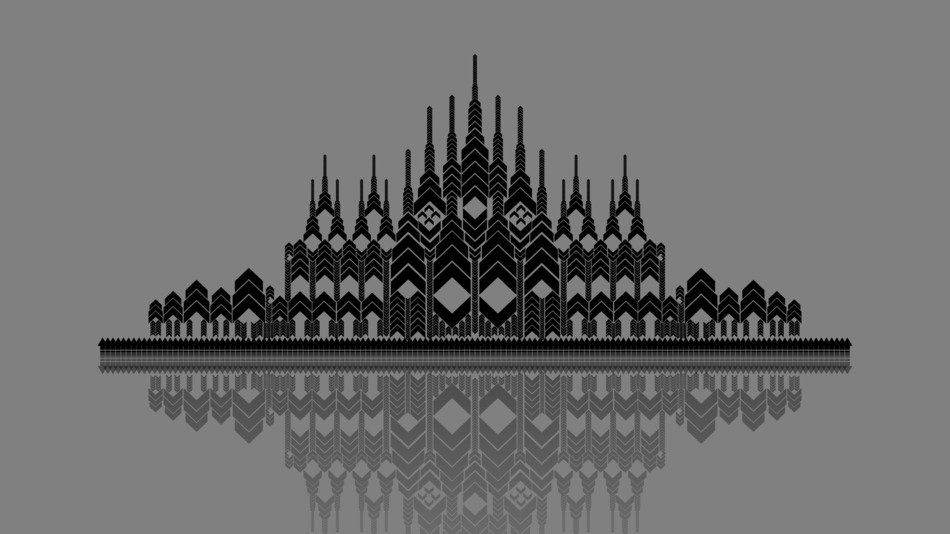 abstract black image of the palace and its shadow