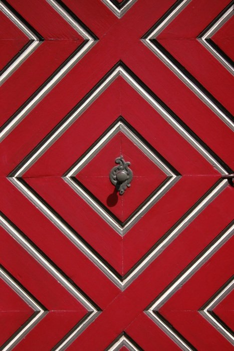 door with a geometric pattern