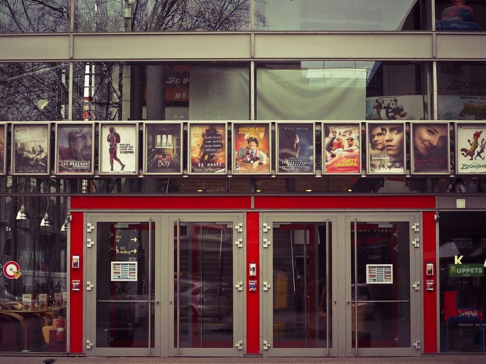Cinema facade with posters, germany, düsseldorf
