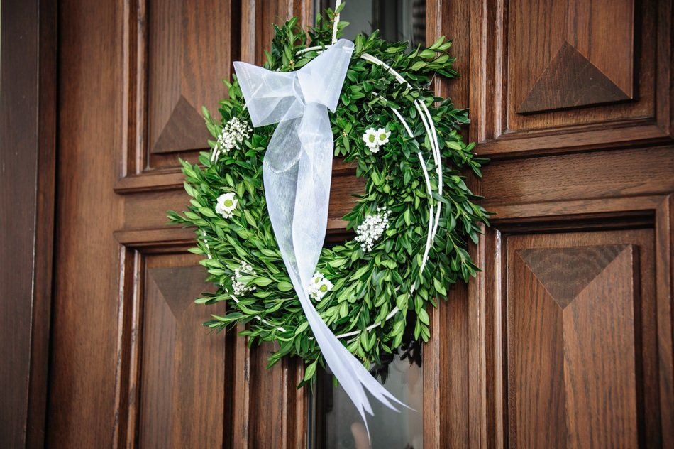 wedding wreath on the front door