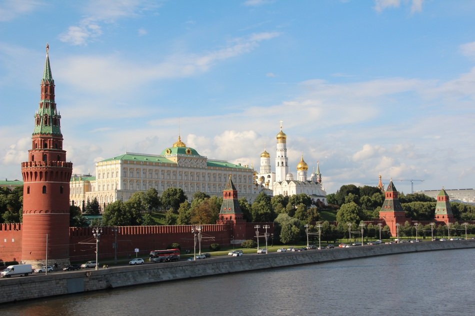 Old town kremlin among the plants in Moscow