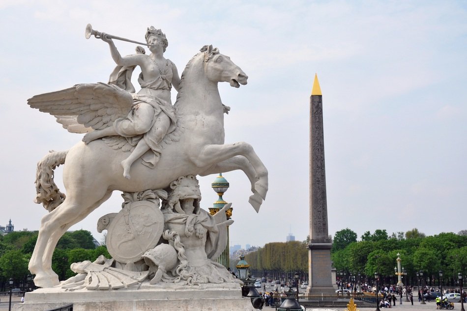 Fame riding pegasus sculpture in France