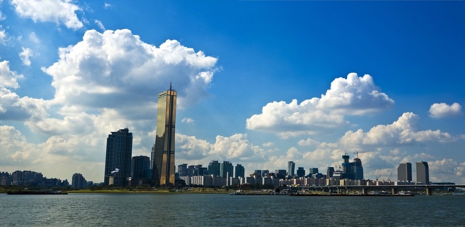city panorama on the shore of the Han River in Korea