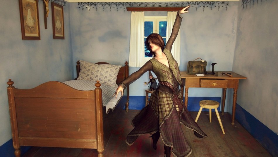 Room of the girl as a 3d model