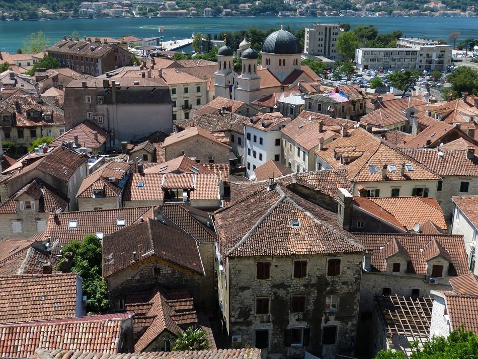 tiled roofs of houses in old town Kotor