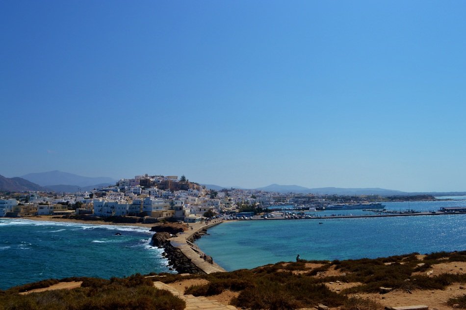 picturesque view of town on island, Greece, Cyclades, Naxos