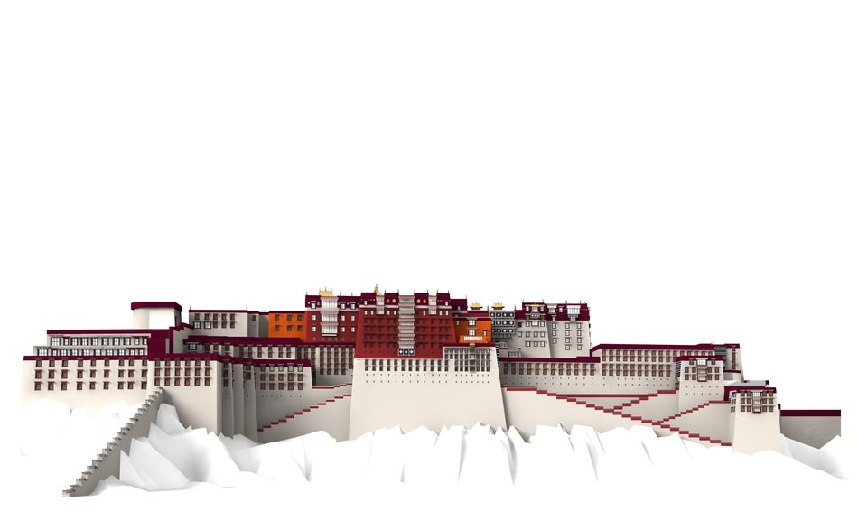 Potala palace on the hill drawing