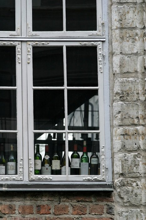 White window on the facade of the building