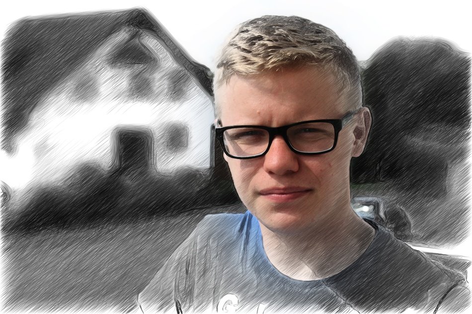 guy with glasses on the background of the house