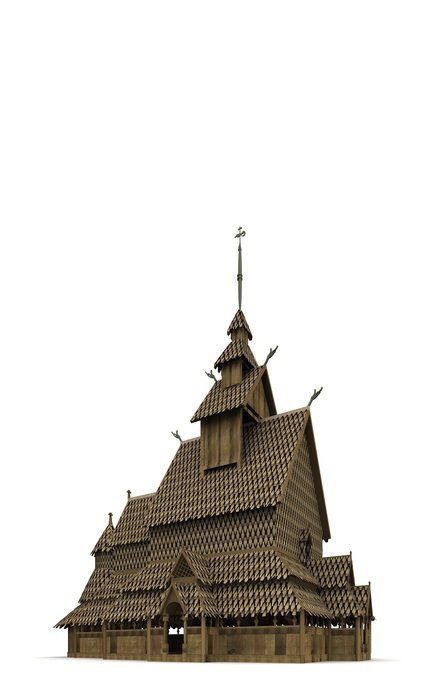 stave church on a white background