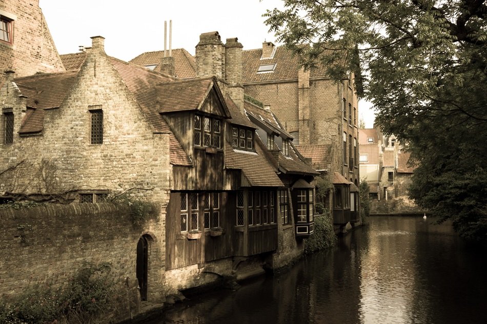 picturesque historic canal in Bruges