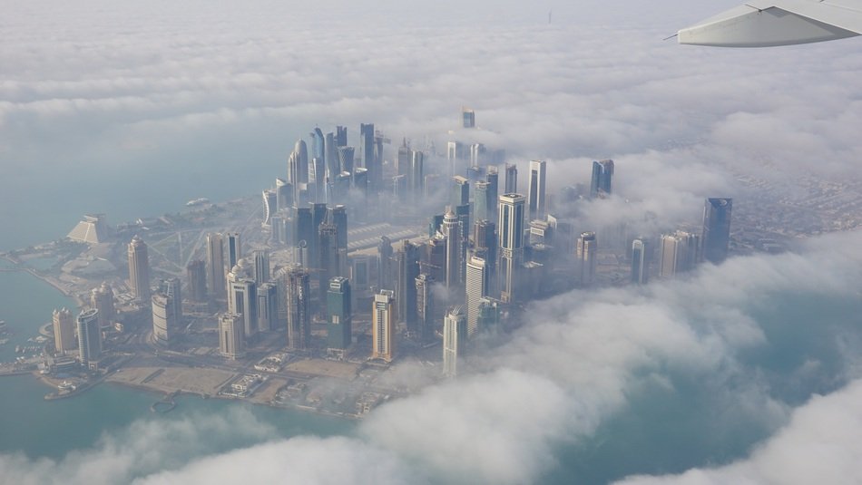 View of the skyscrapers from the clouds
