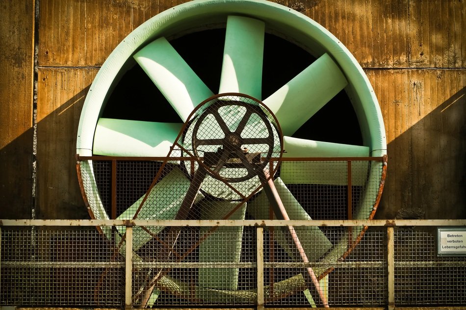 water turbine in the abandoned factory