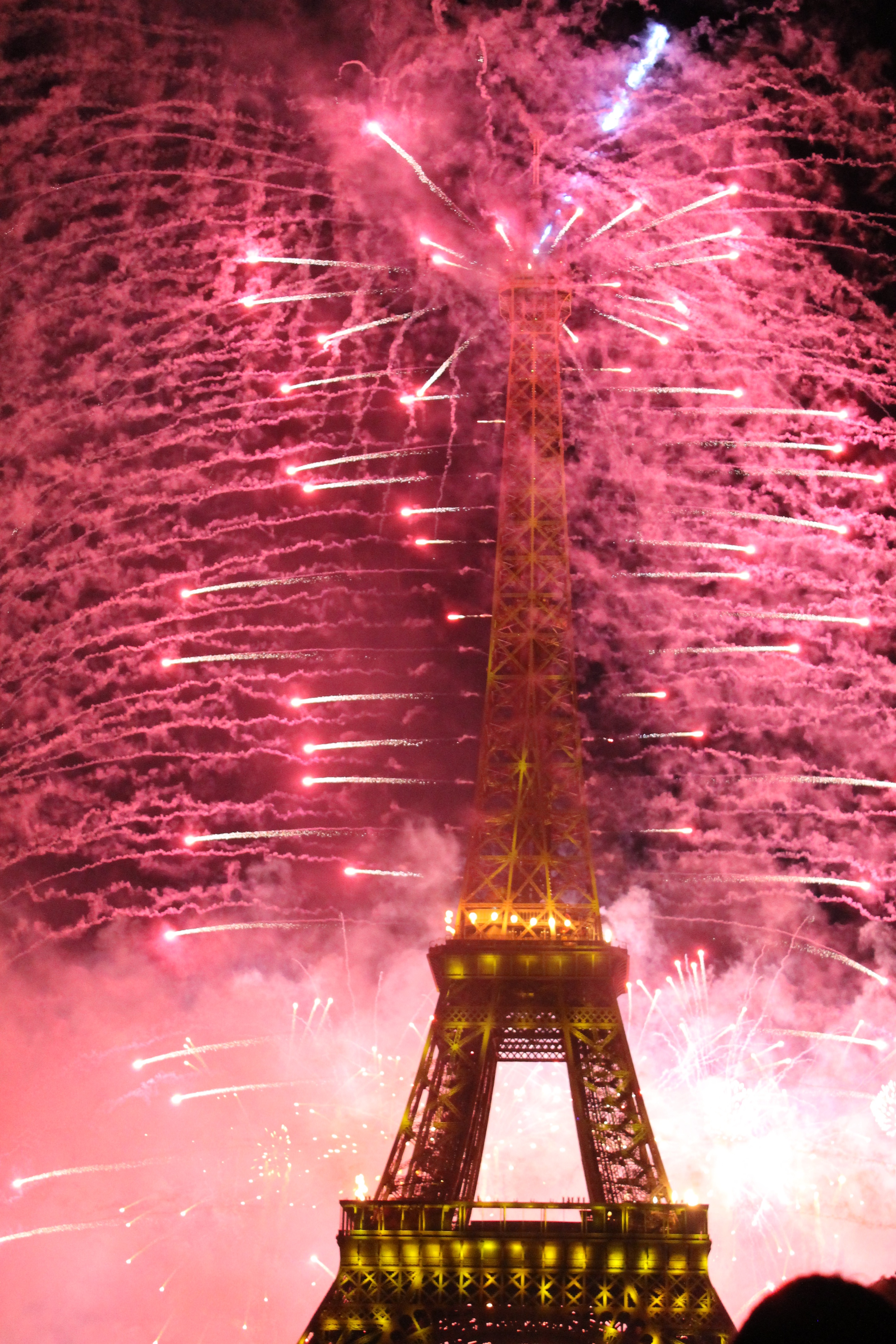 eiffel tower at night pink