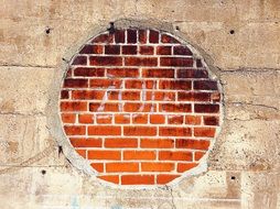 Brick circle on a wall