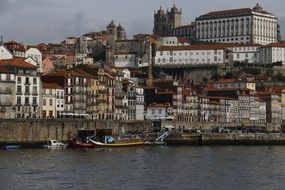 panorama of city promenade view from the Douro River, Portugal, porto