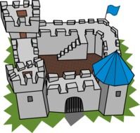 Cartoon medieval fortress, colorful illustration