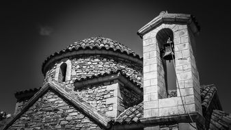 orthodox church in cyprus in black and white