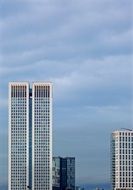 glass facades of skyscrapers urban city view