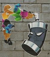 graffiti on the wall in the form of a spray can with paint